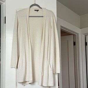 Eileen Fisher Cream Textured Cardigan Silk and Organic Cotton Size Large Luxury